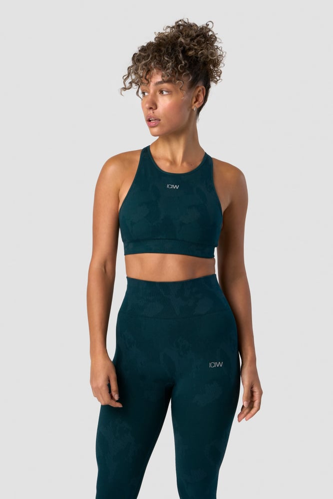 camo seamless sports bra dk teal