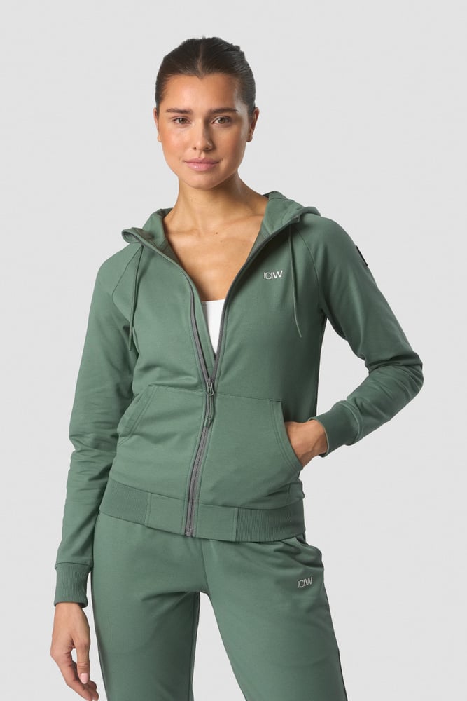 activity zip hoodie wmn dark sage green