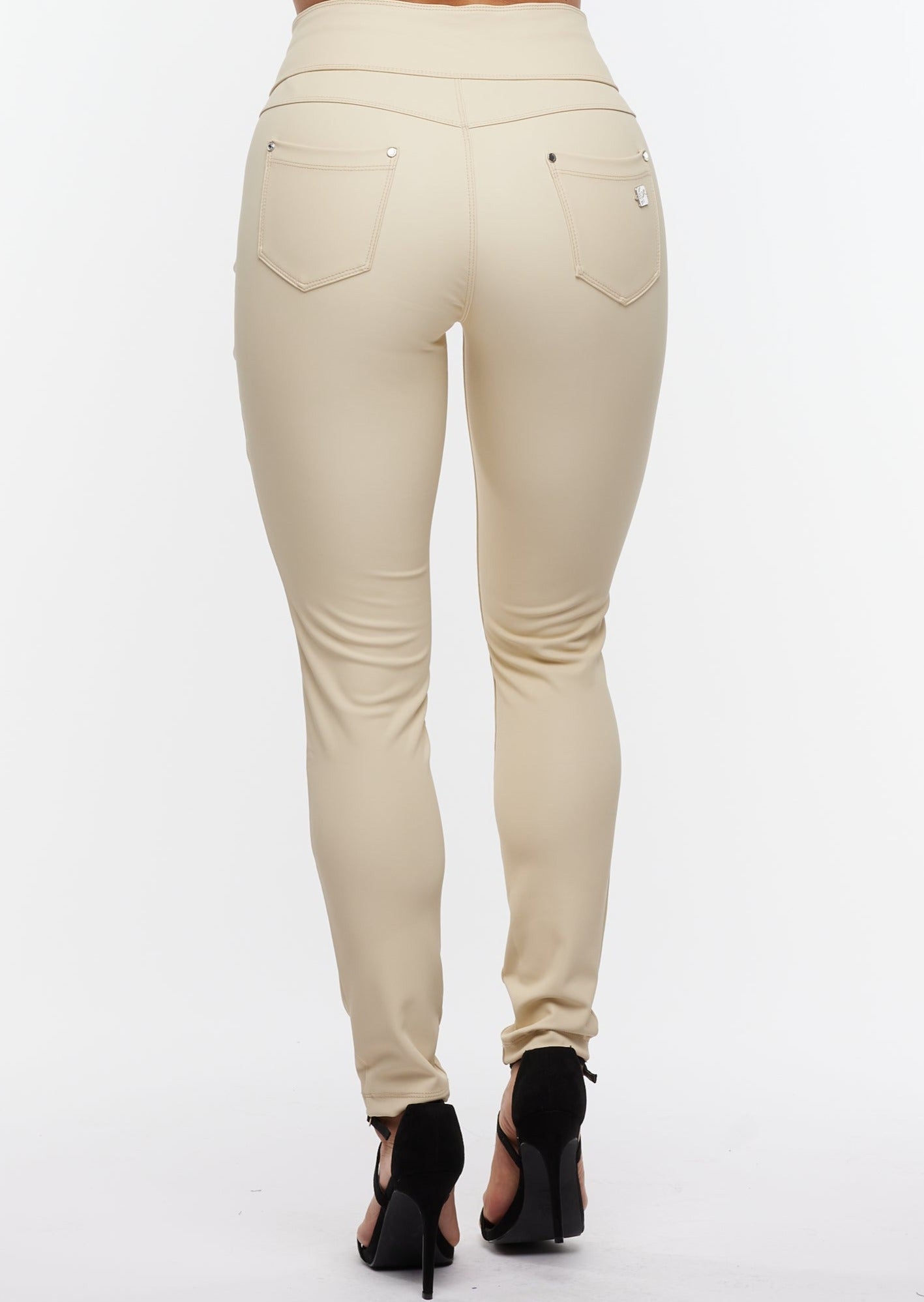 Freddy WR.UP® NOW High Waist - Eco Leather Beige - for kvinde - FREDDY WR.UP® - Bukser