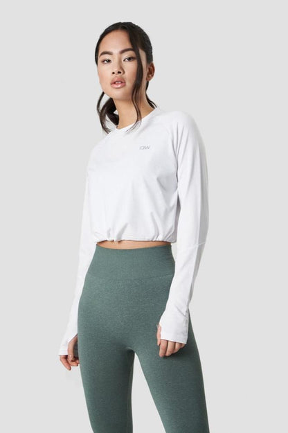 define cropped adjustable long sleeve white