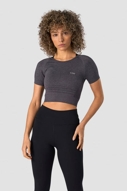 define seamless cropped t-shirt grey melange wmn