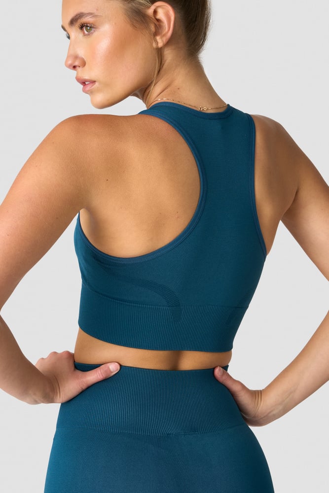 divine seamless sports bra teal blue