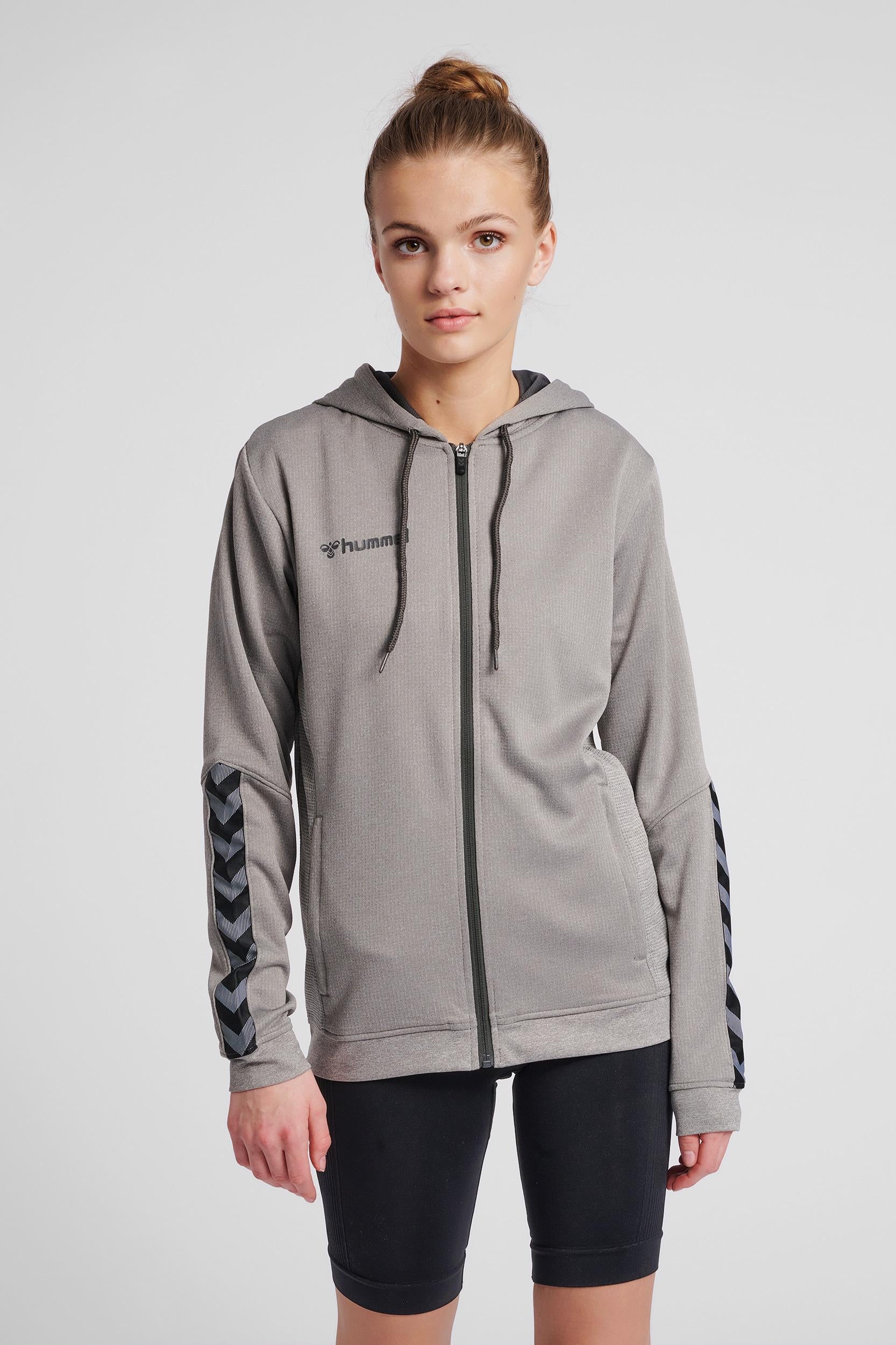 HUMMEL - Hmlauthentic Poly Zip Hoodie Woman - Grey Melange