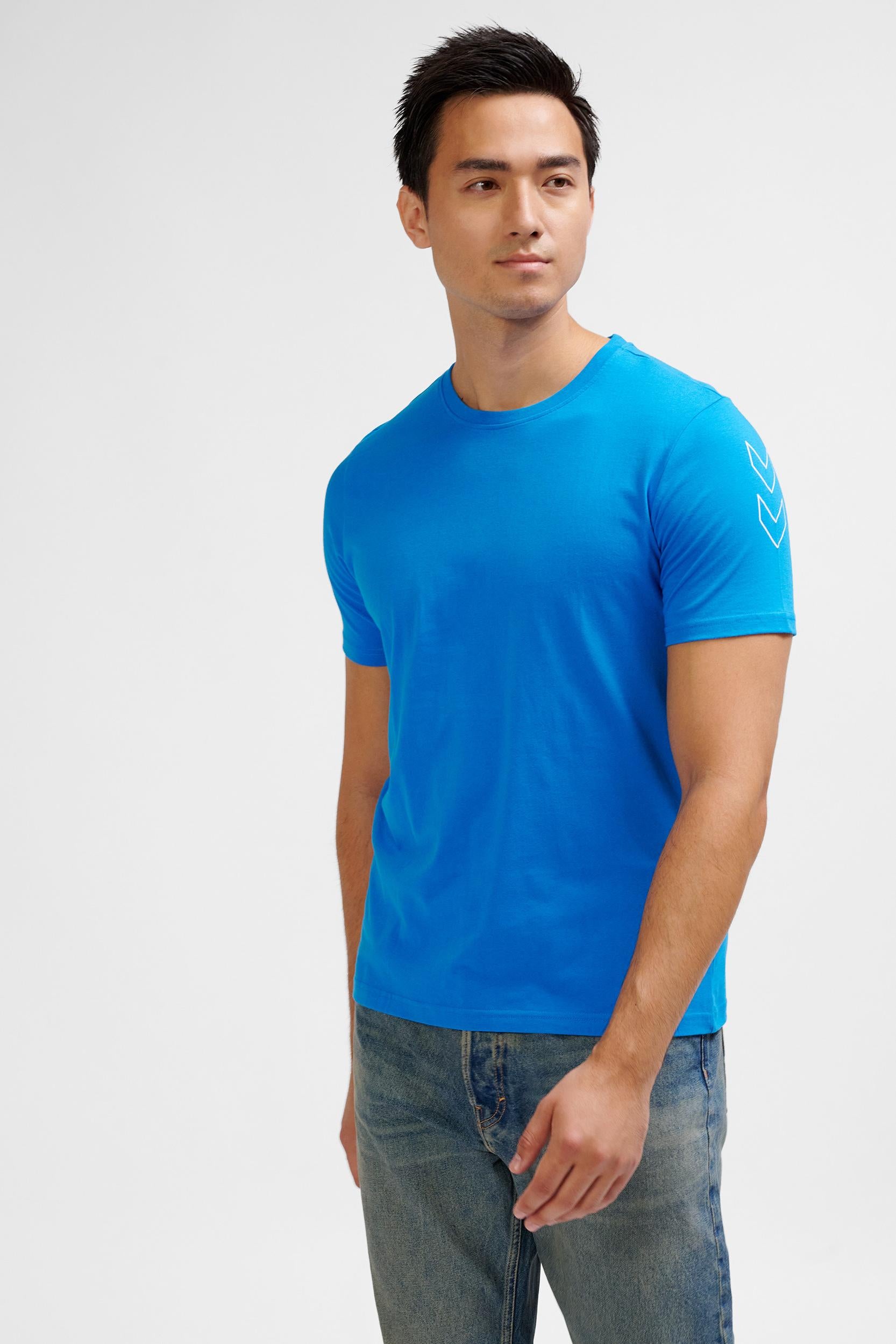 HUMMEL - Hmlelemental Chevron Cotton Tee - Indigo Bunting