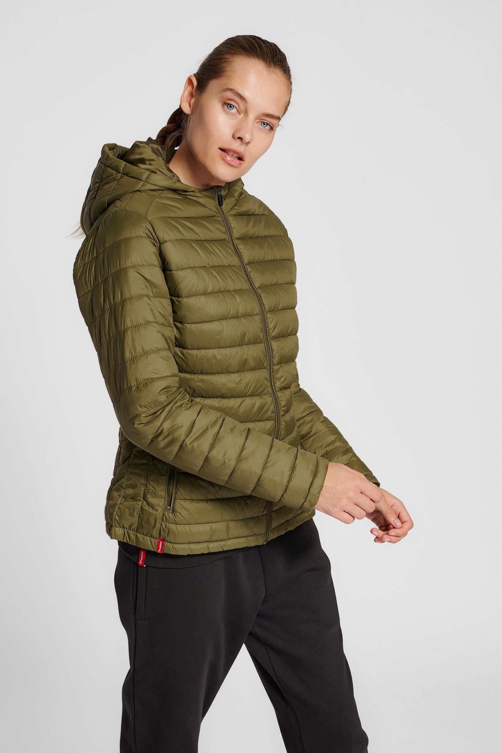 HUMMEL - Hmlred Quilted Hood Jacket Woman - Dark Olive