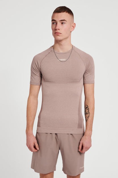 HUMMEL - Hmlte Mike Seamless T-shirt - Chateau Gray/driftwood Melange