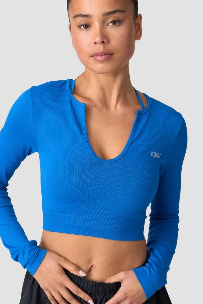 ICANIWILL - Ribbed Define Seamless Cropped Long Sleeve - Cobalt Blue