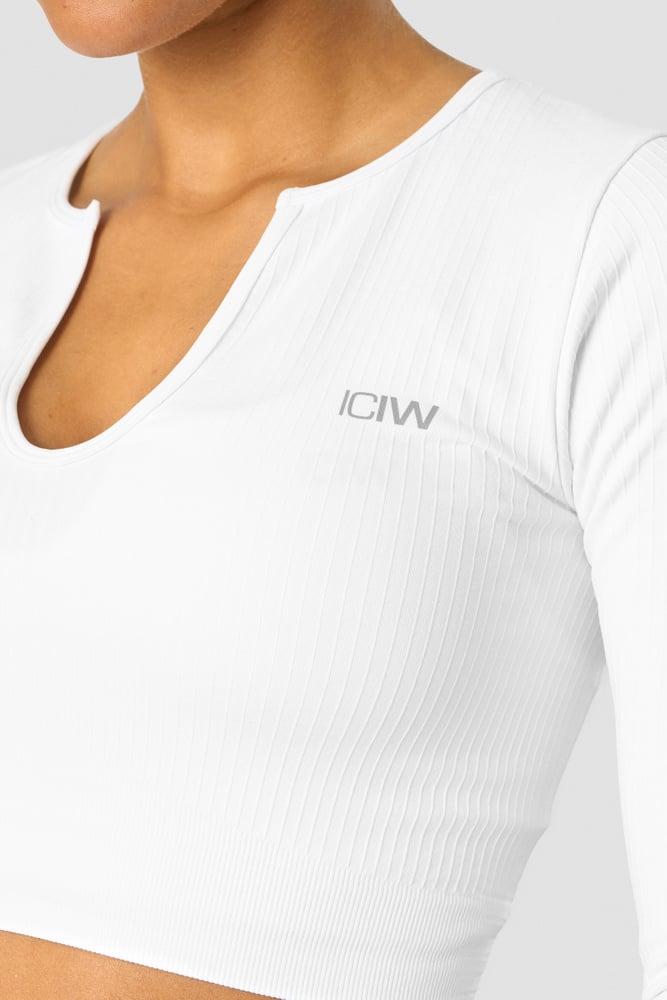 ICANIWILL - Ribbed Define Seamless Cropped Long Sleeve - White