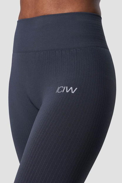 ICANIWILL - Ribbed Define Seamless Tights Smokey Blue Wmn - Smokey Blue