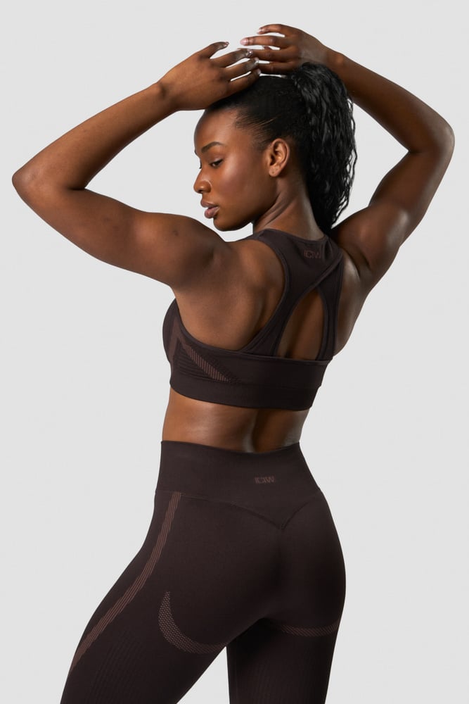 impact seamless sports bra dark brown