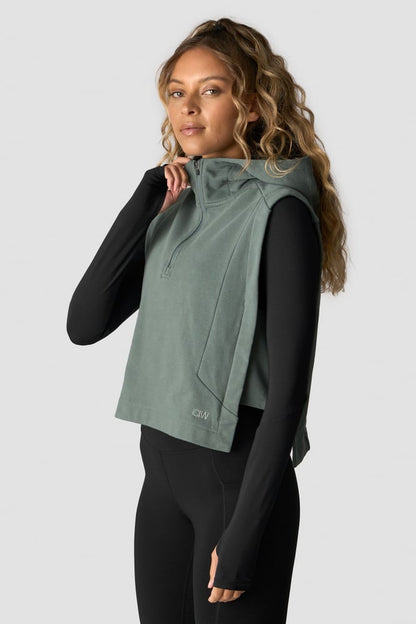 mirage sleeveless hoodie wmn sea green