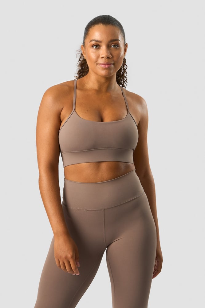 nimble strappy sports bra dusty brown