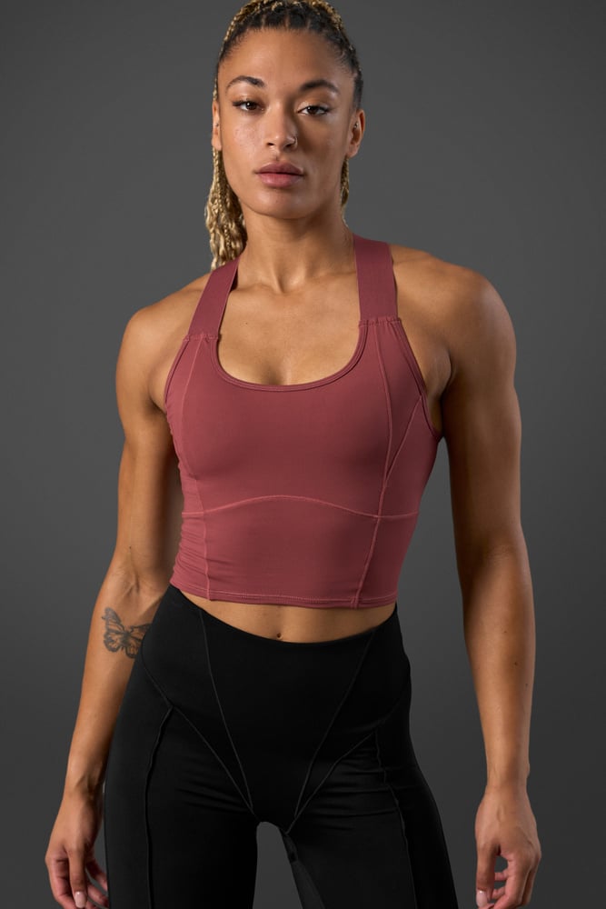 reboot 2-in-1 sports bra brick red