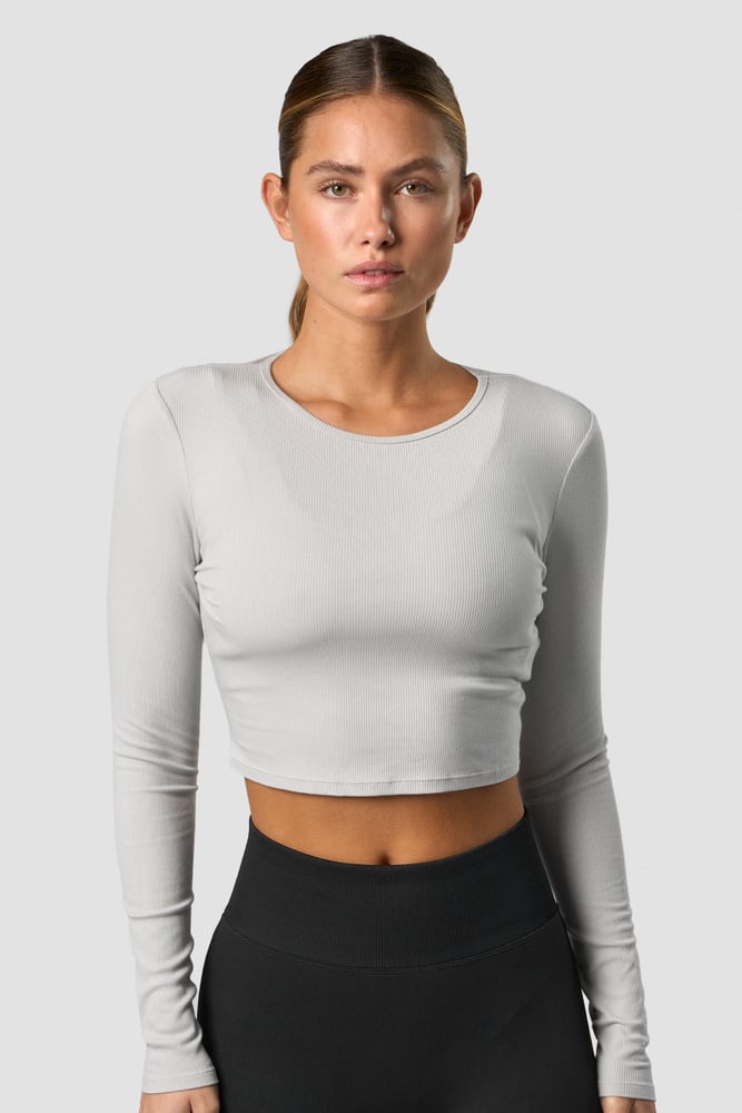 recharge cropped long sleeve wmn light grey