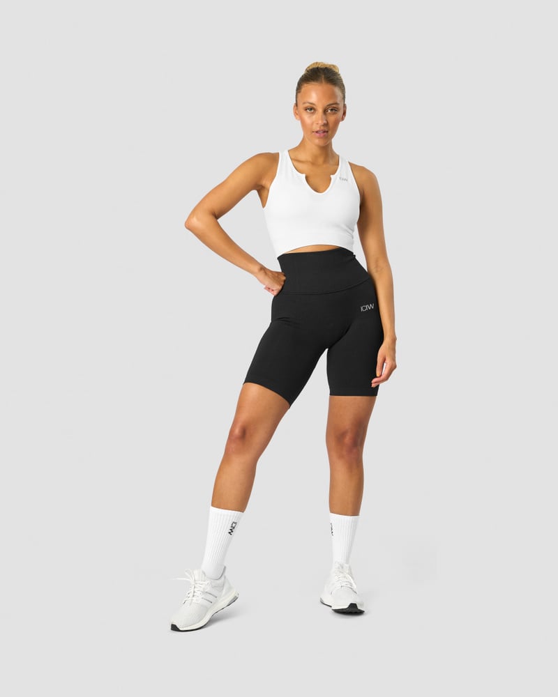 ribbed define seamless pocket biker shorts black