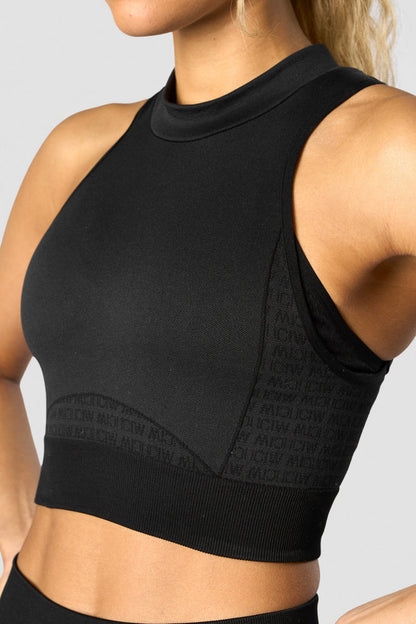 signature seamless cropped tank top black